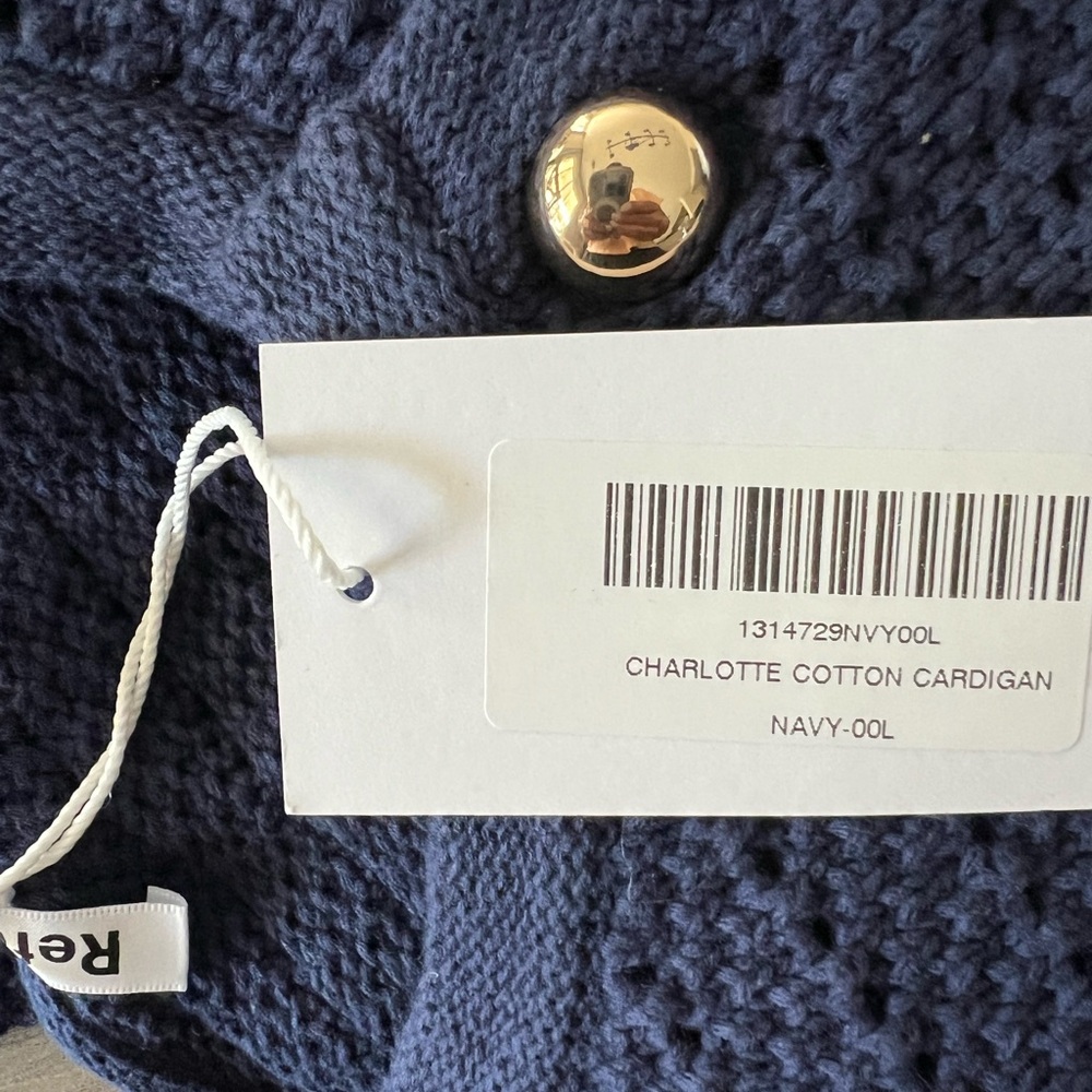 Reformation Navy Cardigan with Gold Buttons - Picture 9 of 10